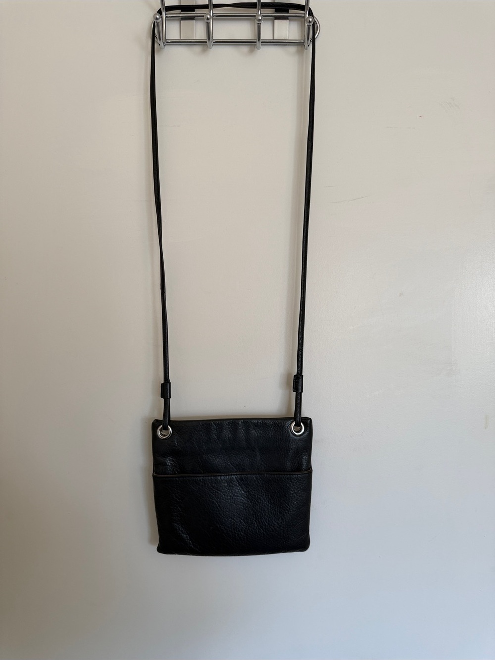 Margot Minimalist Black Leather Crossbody Bag - Sleek Hands-Free Carry